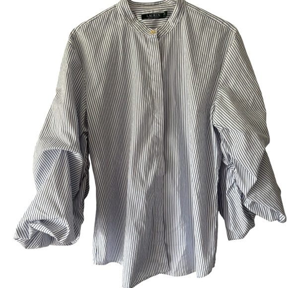 Ralph Ralph Lauren Women’s Button Down Puff Sleeve Blouse Sz Large - Picture 1 of 6